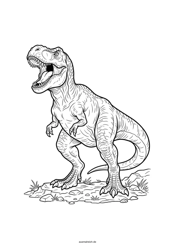 Brüllender T-Rex - Kostenloses Ausmalbild für Kinder (6-8 Jahre)