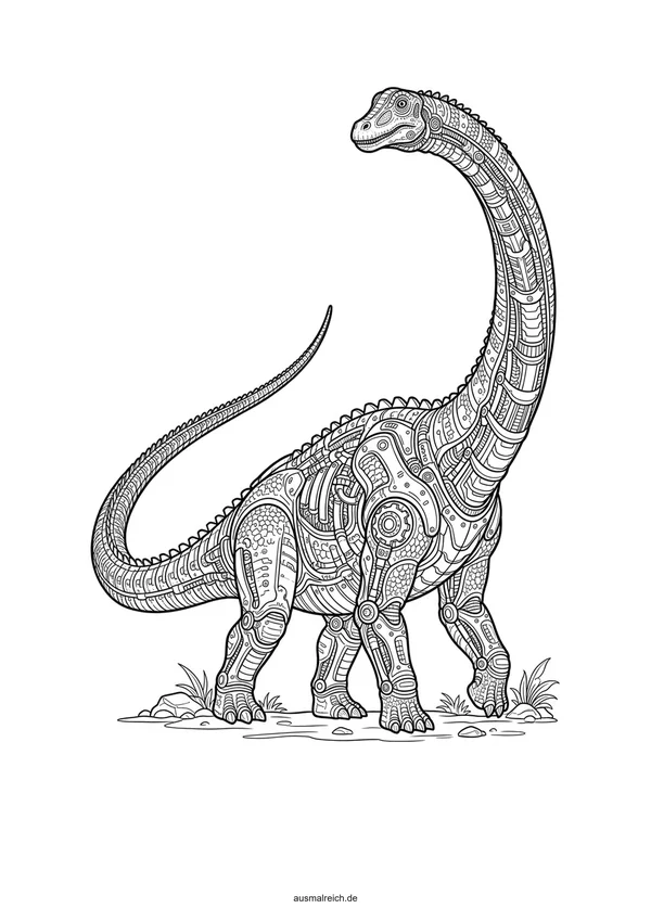 Detaillierter Diplodocus Dinosaurier - Kostenloses Ausmalbild für Kinder (8-12 Jahre)