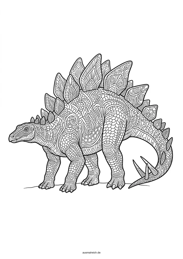 Detaillierter Stegosaurus Dinosaurier - Kostenloses Ausmalbild für Kinder (8-12 Jahre)