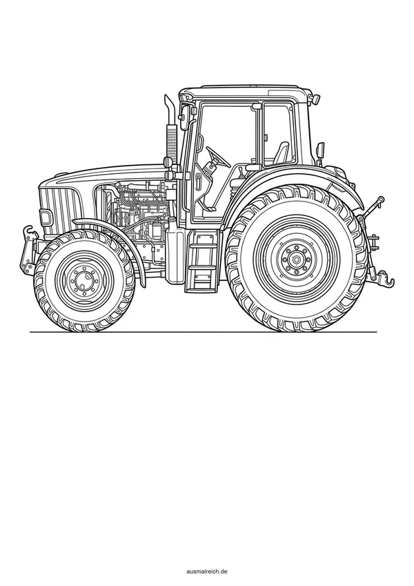 Detaillierter Traktor für Kinder - Kostenloses Ausmalbild für Kinder (8-12 Jahre)