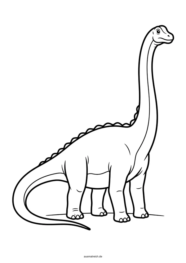 Diplodocus mit langem Hals - Kostenloses Ausmalbild für Kinder (4-5 Jahre)