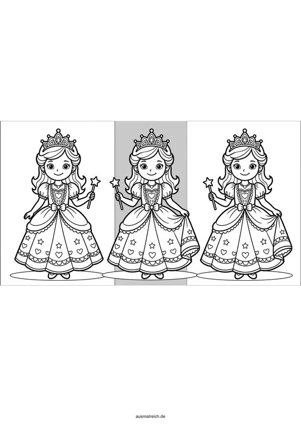 Einfache Prinzessin mit dicken Konturen - Kostenloses Ausmalbild für Kinder (3-4 Jahre)