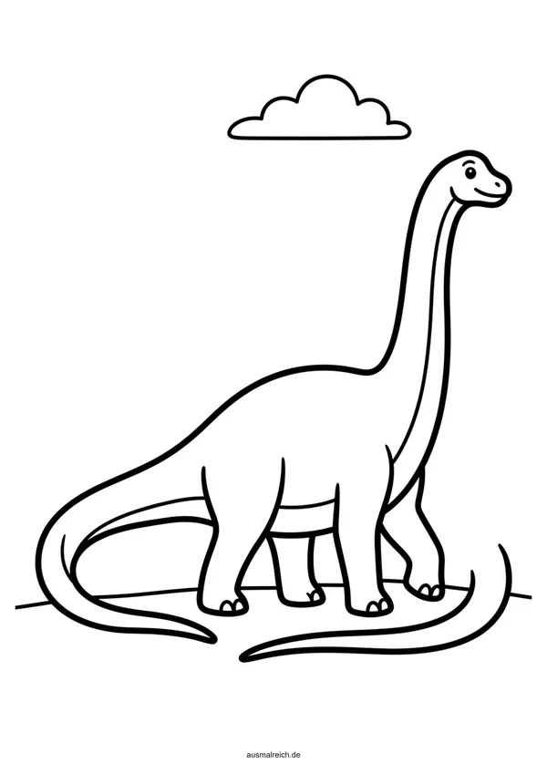 Einfacher Diplodocus mit dicken Konturen - Kostenloses Ausmalbild für Kinder (3-4 Jahre)
