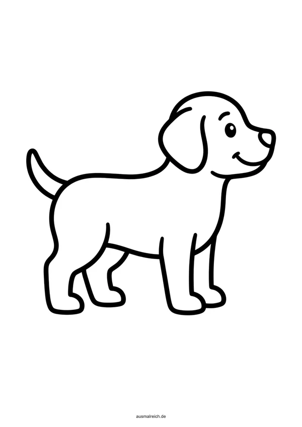 Einfacher Hund mit dicken Konturen - Kostenloses Ausmalbild für Kinder (3-4 Jahre)