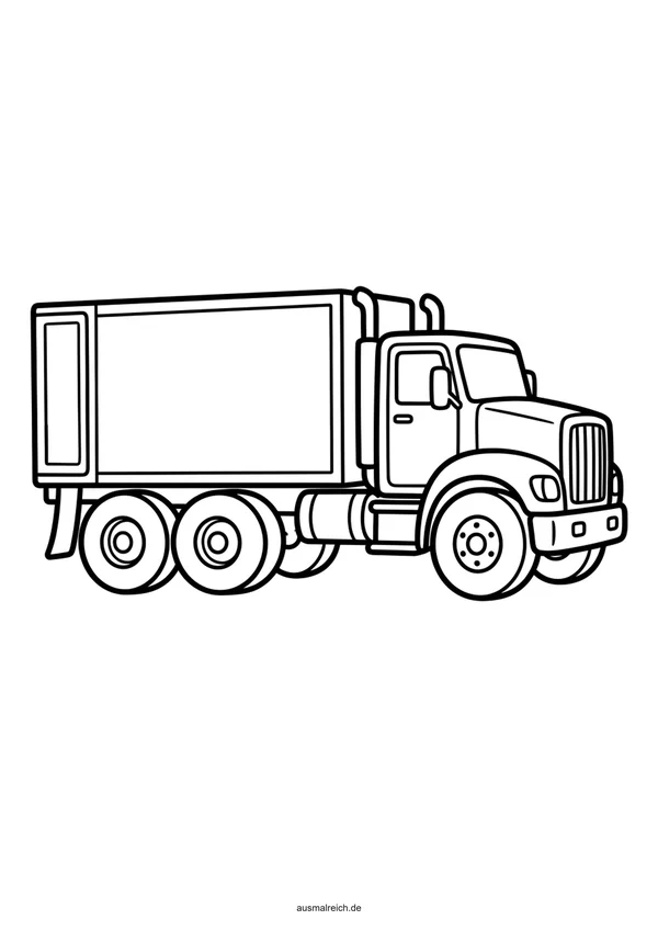 Einfacher LKW mit dicken Linien - Kostenloses Ausmalbild für Kinder (3-4 Jahre)