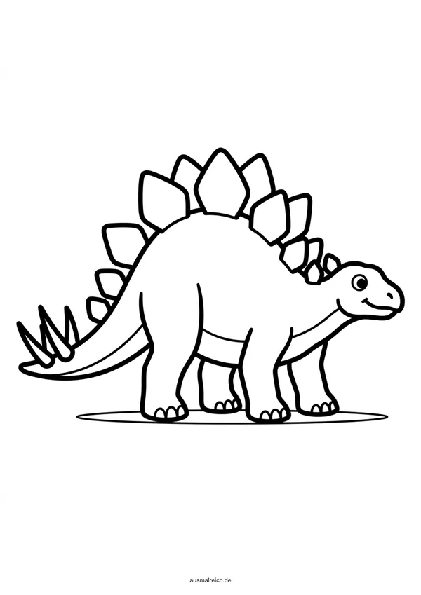 Einfacher Stegosaurus mit dicken Konturen - Kostenloses Ausmalbild für Kinder (3-4 Jahre)