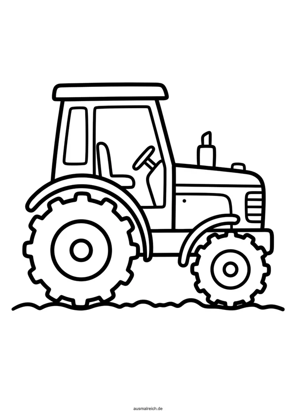 Einfacher Traktor mit dicken Linien - Kostenloses Ausmalbild für Kinder (3-4 Jahre)