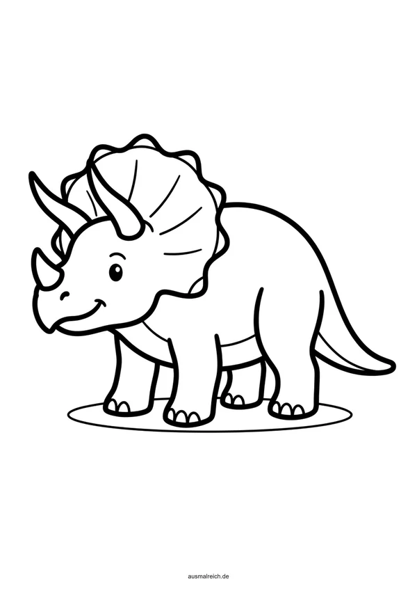 Einfacher Triceratops mit dicken Konturen - Kostenloses Ausmalbild für Kinder (3-4 Jahre)