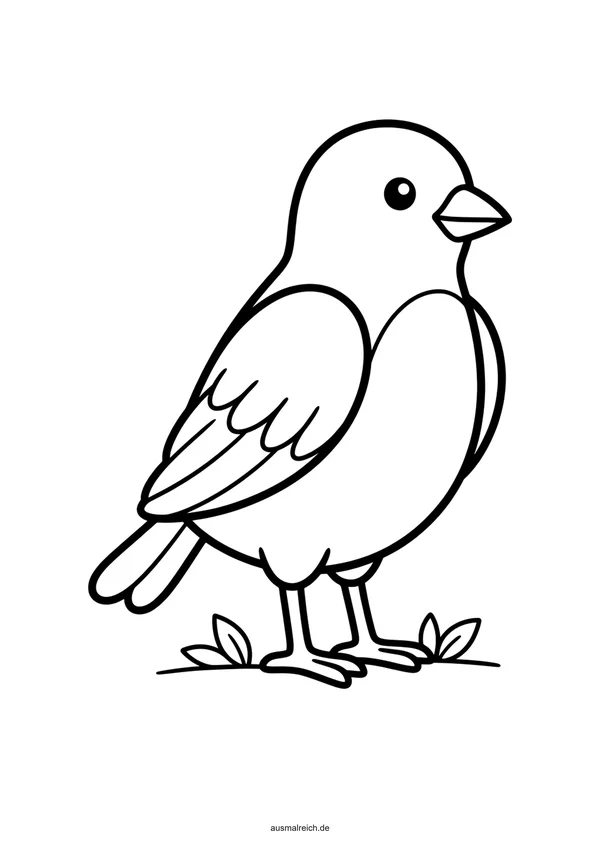 Einfacher Vogel mit dicken Konturen - Kostenloses Ausmalbild für Kinder (3-4 Jahre)