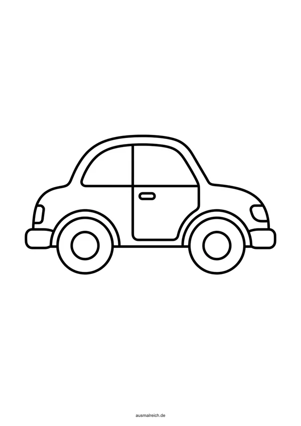 Einfaches Auto mit dicken Konturen - Kostenloses Ausmalbild für Kinder (3-4 Jahre)