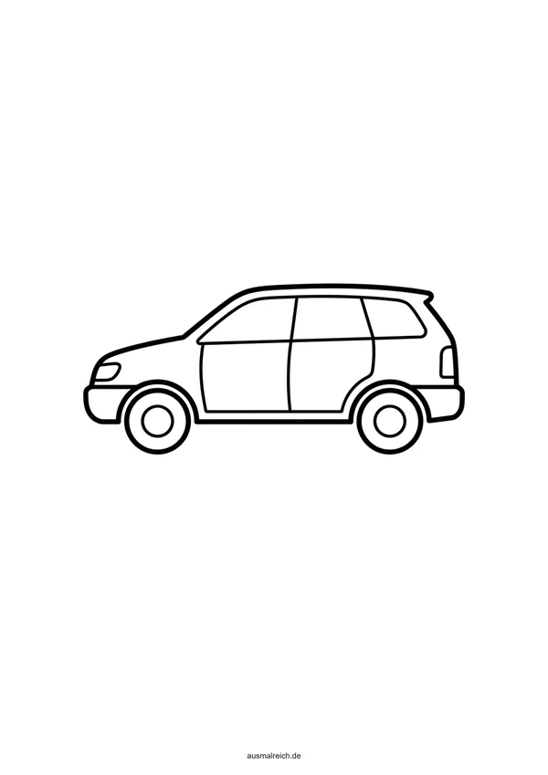Familienauto beim Ausflug - Kostenloses Ausmalbild für Kinder (4-5 Jahre)