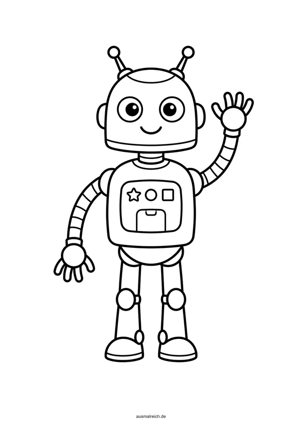 Fröhlicher Roboter - Kostenloses Ausmalbild für Kinder (4-5 Jahre)