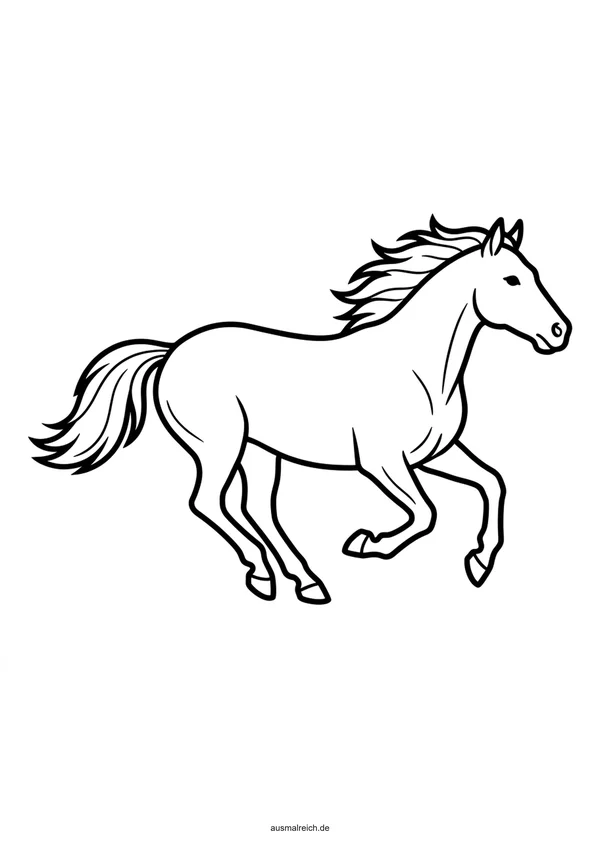 Galoppierendes Pferd auf der Koppel - Kostenloses Ausmalbild für Kinder (4-5 Jahre)