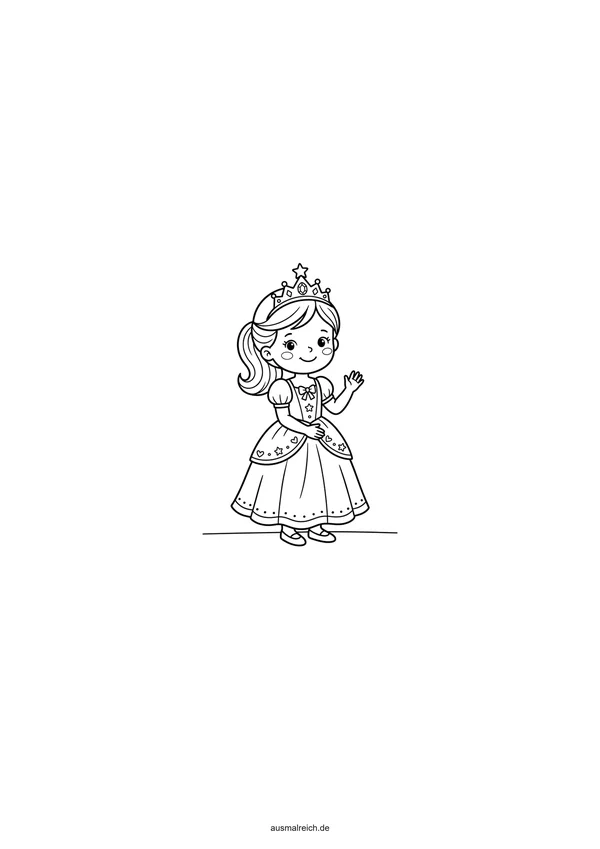 Kleine süße Prinzessin - Kostenloses Ausmalbild für Kinder (4-5 Jahre)