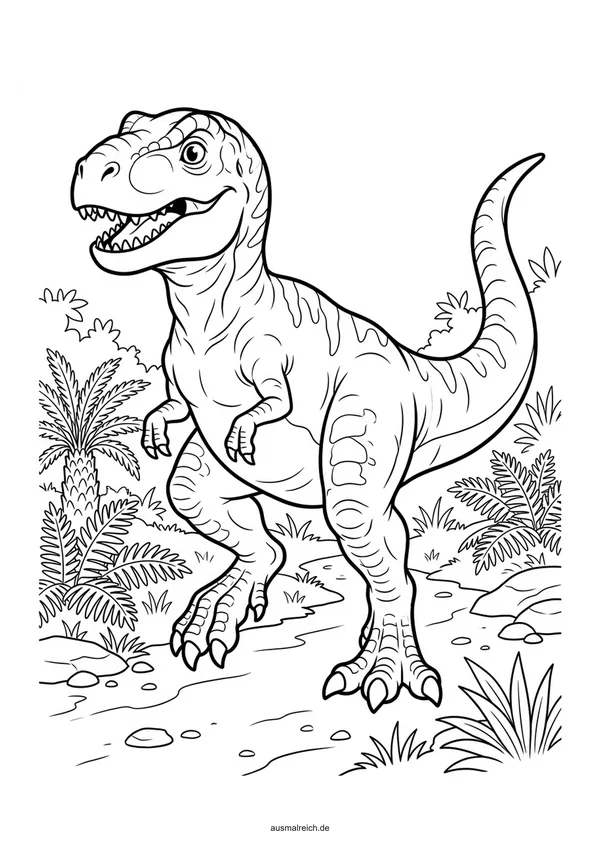 Kleiner Baby T-Rex - Kostenloses Ausmalbild für Kinder (5-7 Jahre)