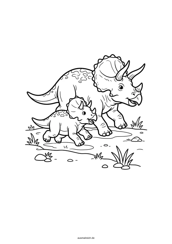 Kleines Triceratops Baby - Kostenloses Ausmalbild für Kinder (5-7 Jahre)