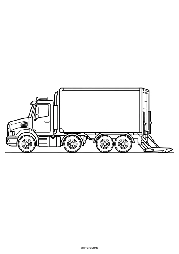 Lieferwagen LKW für Pakete - Kostenloses Ausmalbild für Kinder (6-8 Jahre)