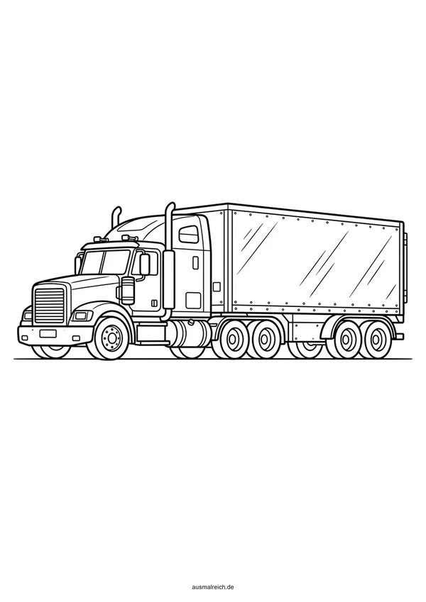 LKW mit großem Anhänger - Kostenloses Ausmalbild für Kinder (6-8 Jahre)