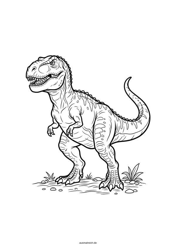 Mächtiger T-Rex Dinosaurier - Kostenloses Ausmalbild für Kinder (5-7 Jahre)