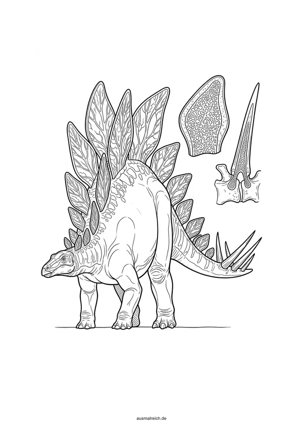 Präziser Stegosaurus mit Rückenplatten - Kostenloses Ausmalbild für Kinder (8-12 Jahre)