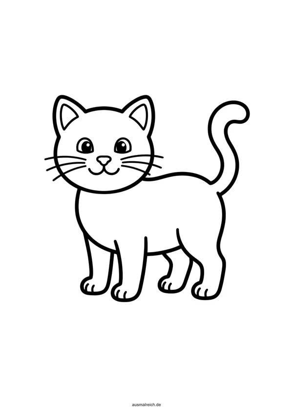 Schlafende Katze eingekuschelt - Kostenloses Ausmalbild für Kinder (4-5 Jahre)