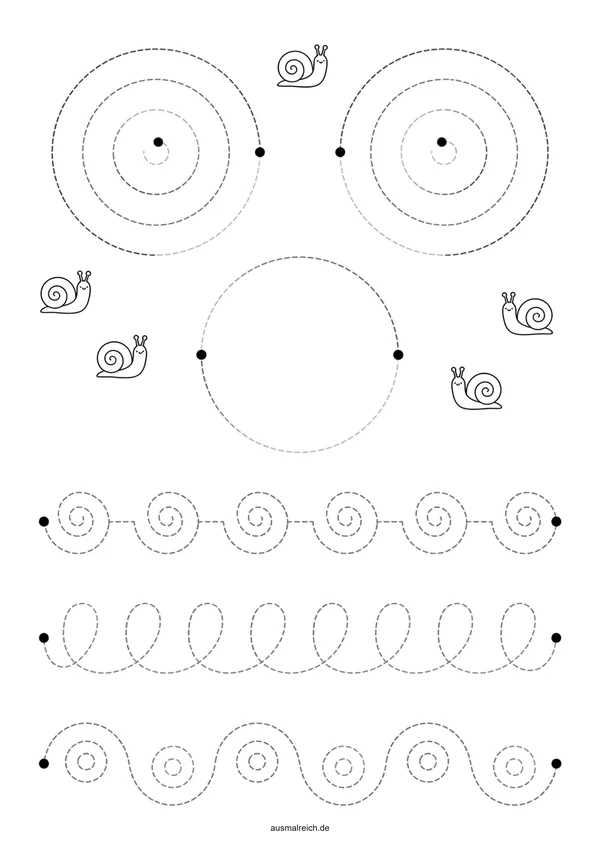 Schwungübung und Nachspuren für Vorschule & Kindergarten (4-5 Jahre): Schwungübung: Schnecke & Spirallinien