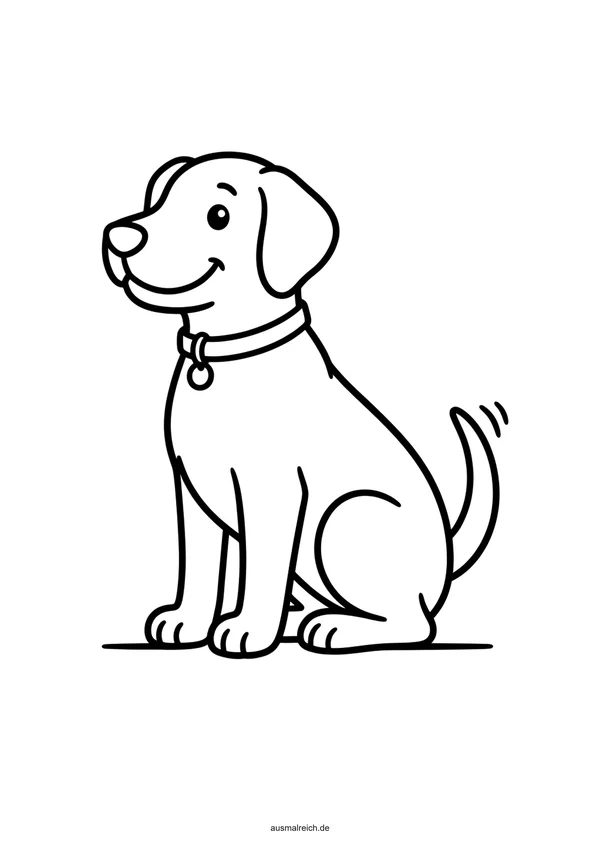 Sitzender treuer Hund - Kostenloses Ausmalbild für Kinder (4-5 Jahre)