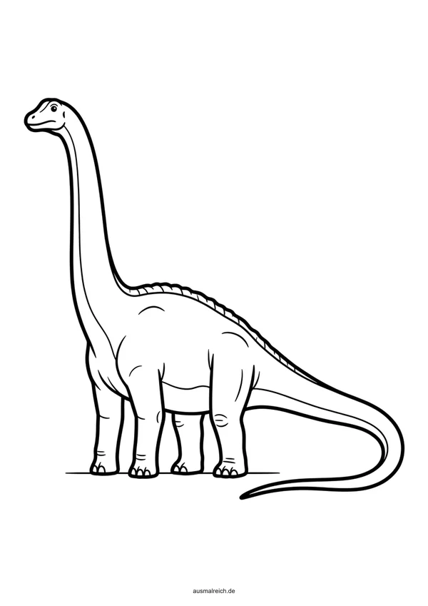 Stehender Langhals Diplodocus - Kostenloses Ausmalbild für Kinder (4-5 Jahre)