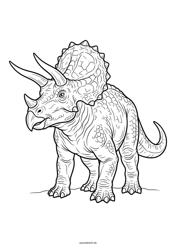Triceratops mit großem Nackenschild - Kostenloses Ausmalbild für Kinder (5-7 Jahre)